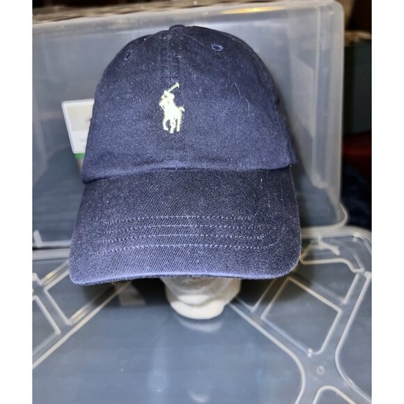 POLO RALPH LAUREN Adult Adjustble Baseball Cap Navy Blue Yellow Pony Hat One Sz - Picture 2 of 8